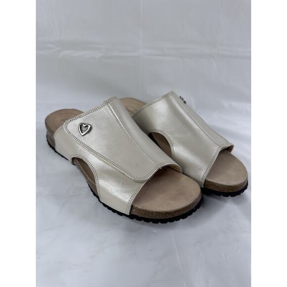 Haflinger Sandals Alice 40 Ivory Leather Slip On Hook & Loop Comfort - Picture 2 of 11